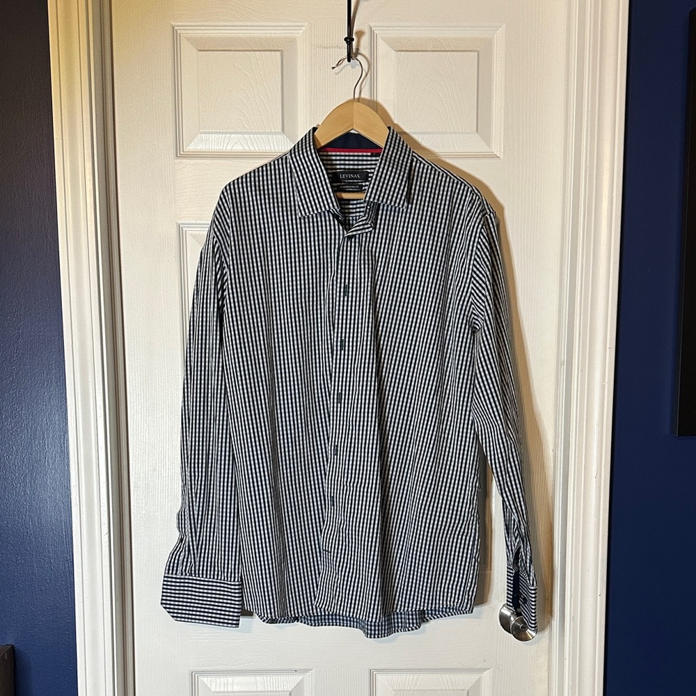 Men's Green‎ and White Checkered Shirt